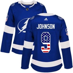 Damen Tampa Bay Lightning Trikot Tyler Johnson 9 Blau USA Flag Fashion Authentic